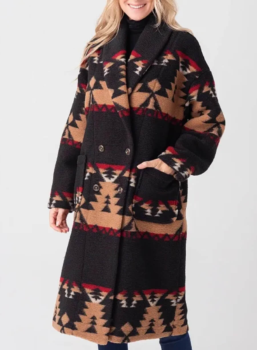 Beth Dutton Black Aztec Coat