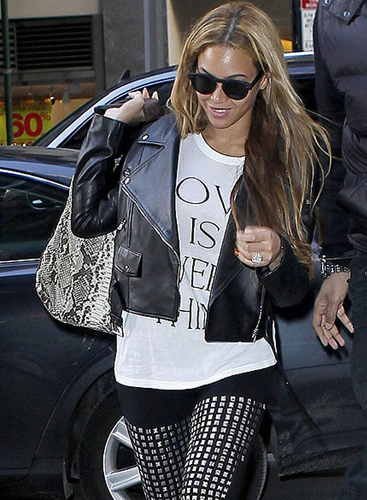 Beyonce Biker Black Leather Jacket