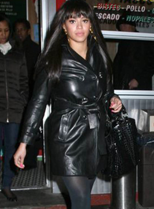 Beyonce Black Leather Coat