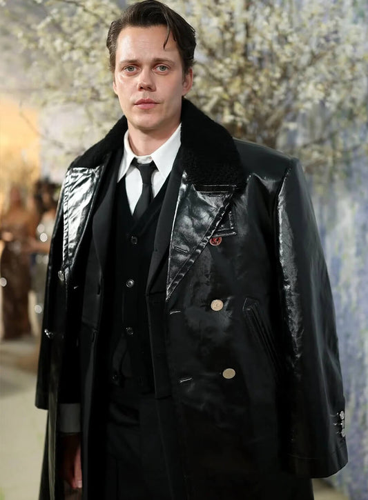 Bill Skarsgård Met Gala 2026 Black Leather Coat