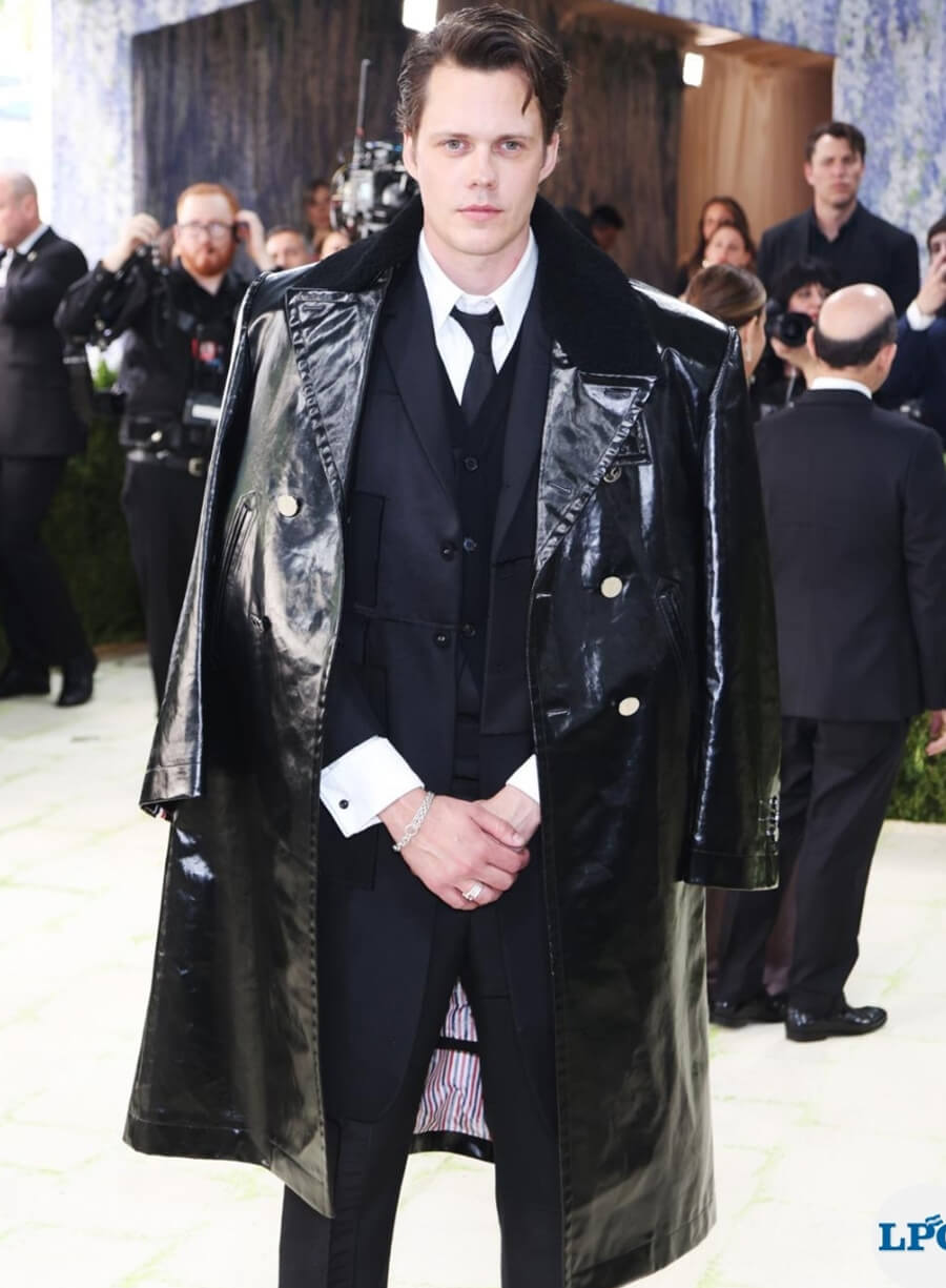 Bill Skarsgård Met Gala 2026 Black Leather Coat