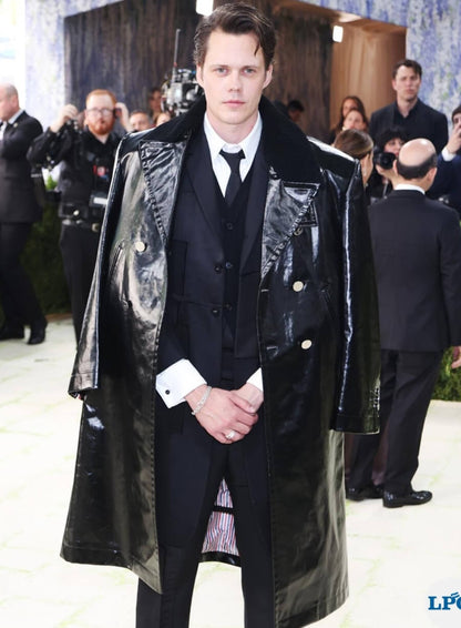 Bill Skarsgård Met Gala 2026 Black Leather Coat