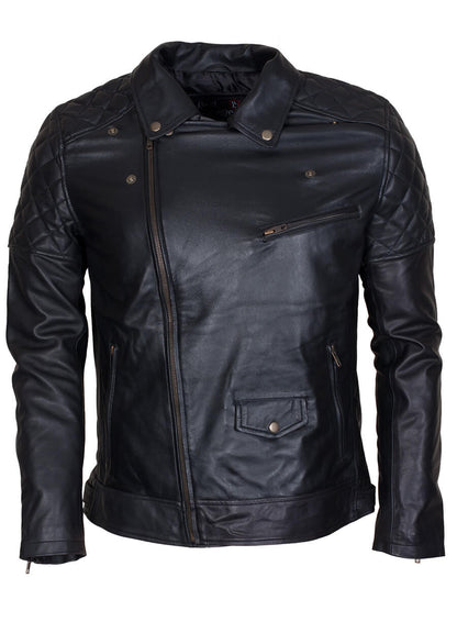 Black Biker Brando Quilted Men Jacket