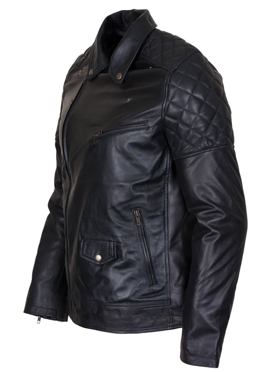 Black Biker Brando Quilted Men Jacket
