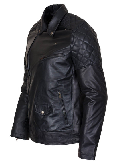 Black Biker Brando Quilted Men Jacket