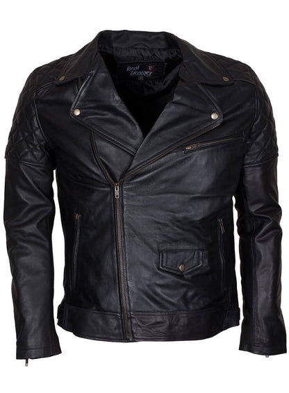Black Biker Brando Quilted Men Jacket