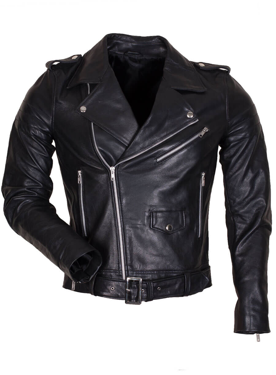 Black Brando Style Leather Jacket