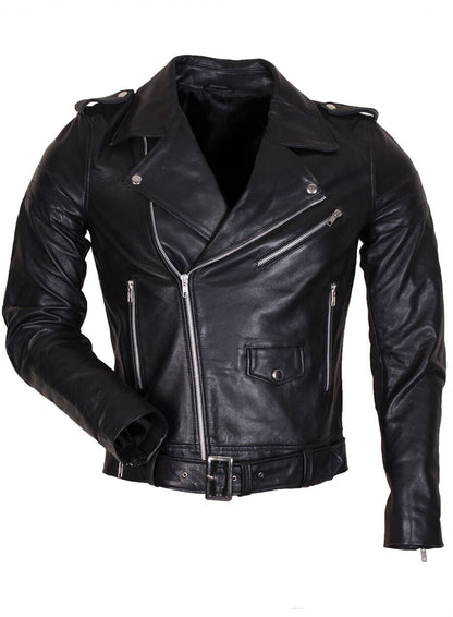 Black Brando Style Leather Jacket
