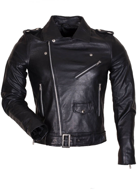 Black Brando Style Leather Jacket