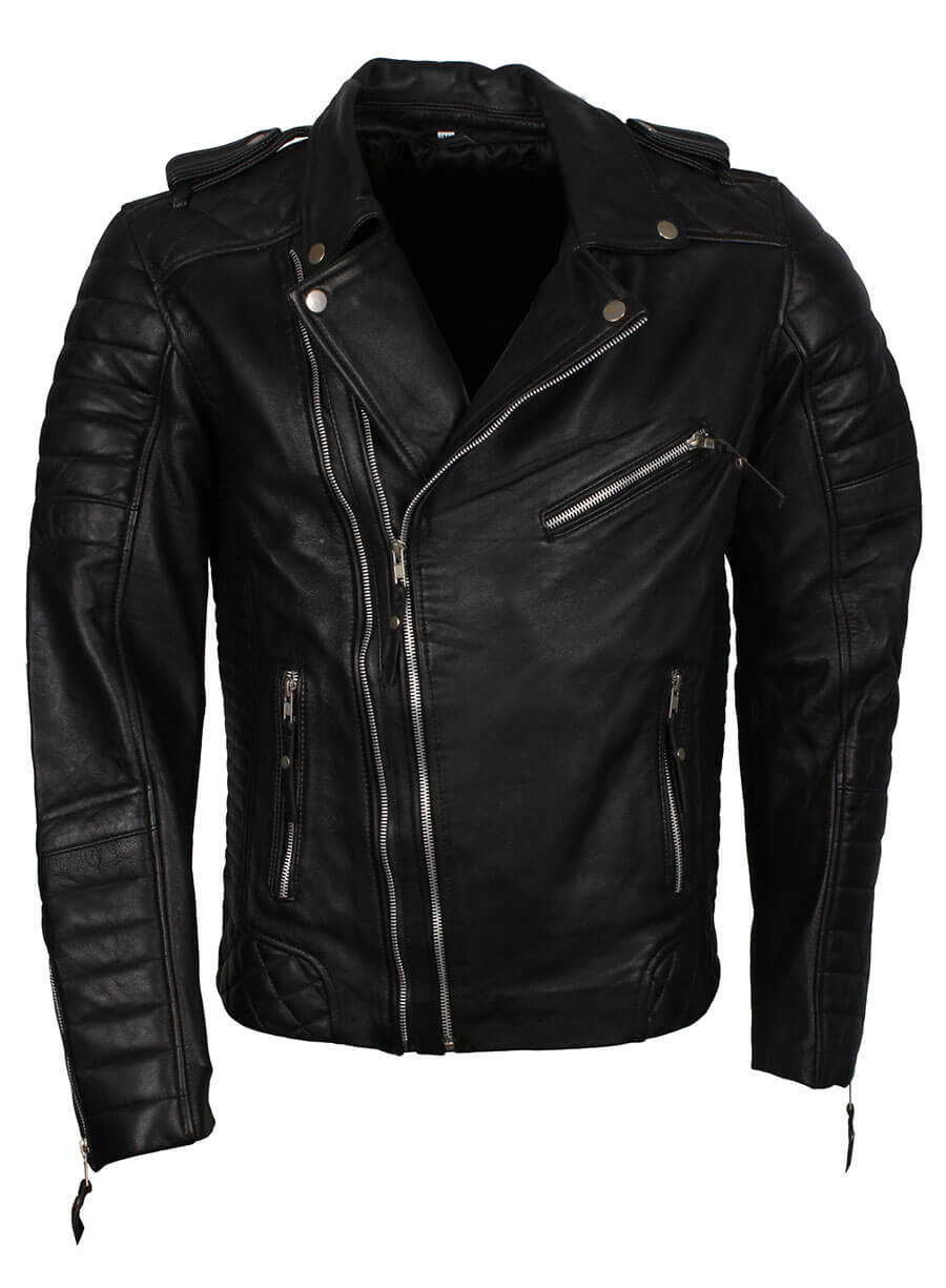 Black Double Zipper Leather Jacket
