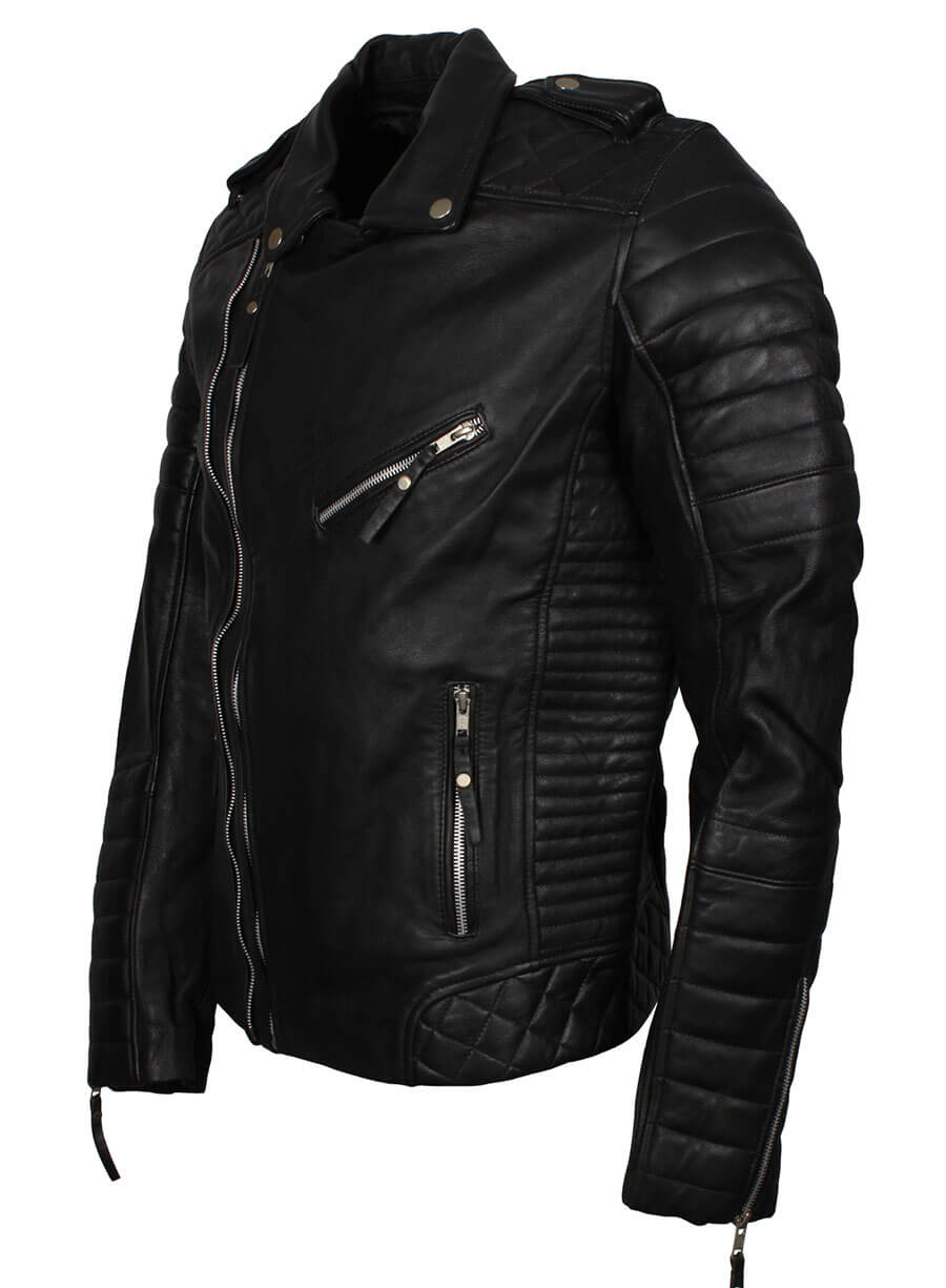 Black Double Zipper Leather Jacket