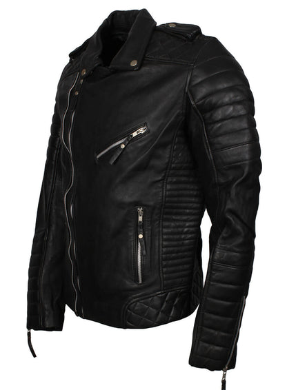 Black Double Zipper Leather Jacket