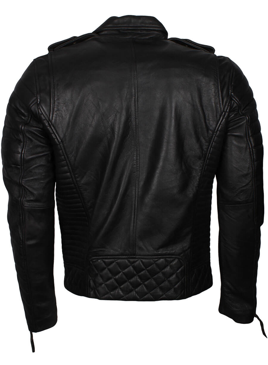 Black Double Zipper Leather Jacket