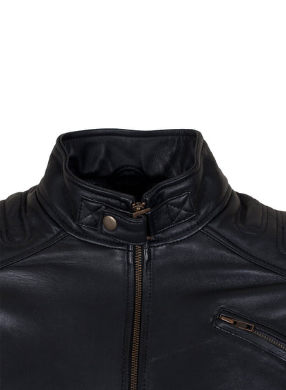 Black Padded Man Fashion Biker Jacket
