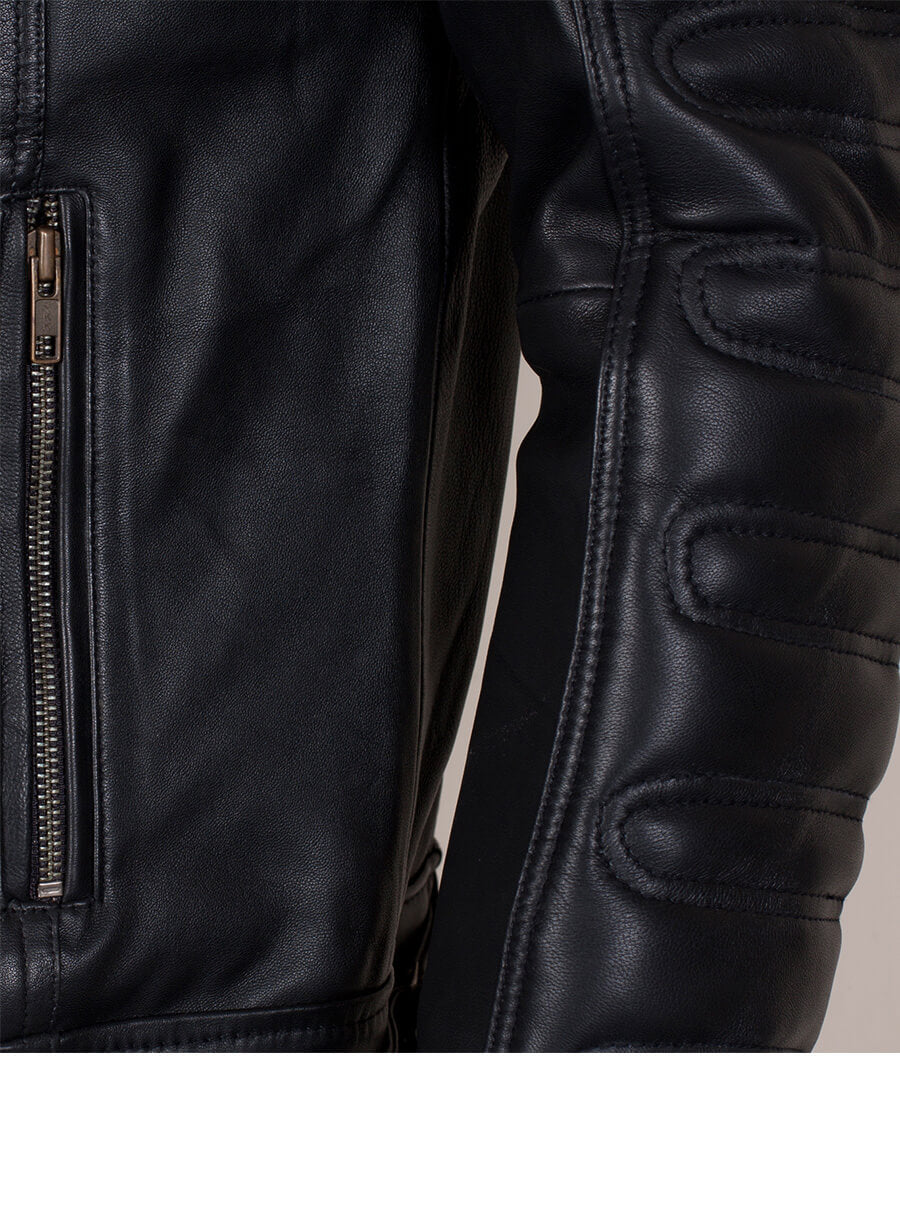 Black Padded Man Fashion Biker Jacket