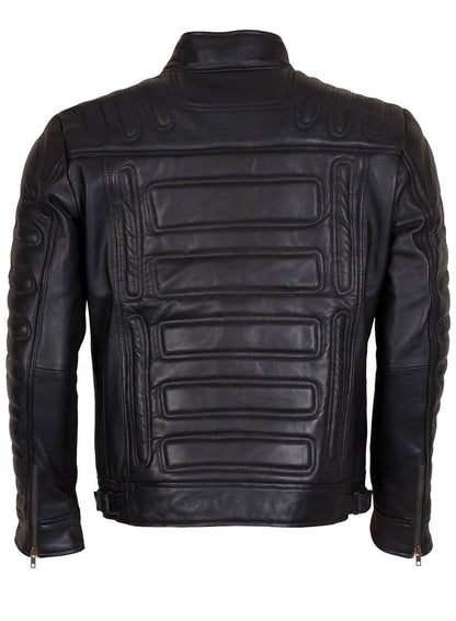 Black Padded Mens Leather Jacket