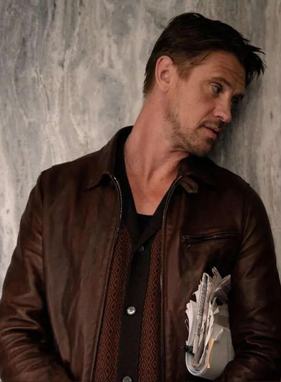 Boyd Holbrook The Morning Show Brown Leather Jacket