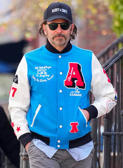 Bradley Cooper Blue And White Varsity Jacket