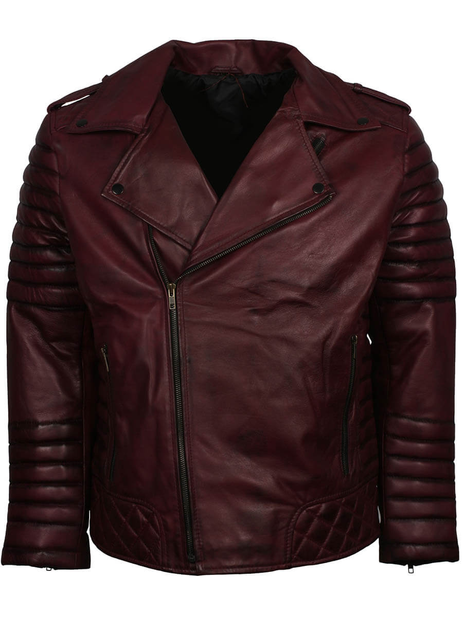 Brando Maroon Leather Motorcycle Jacket