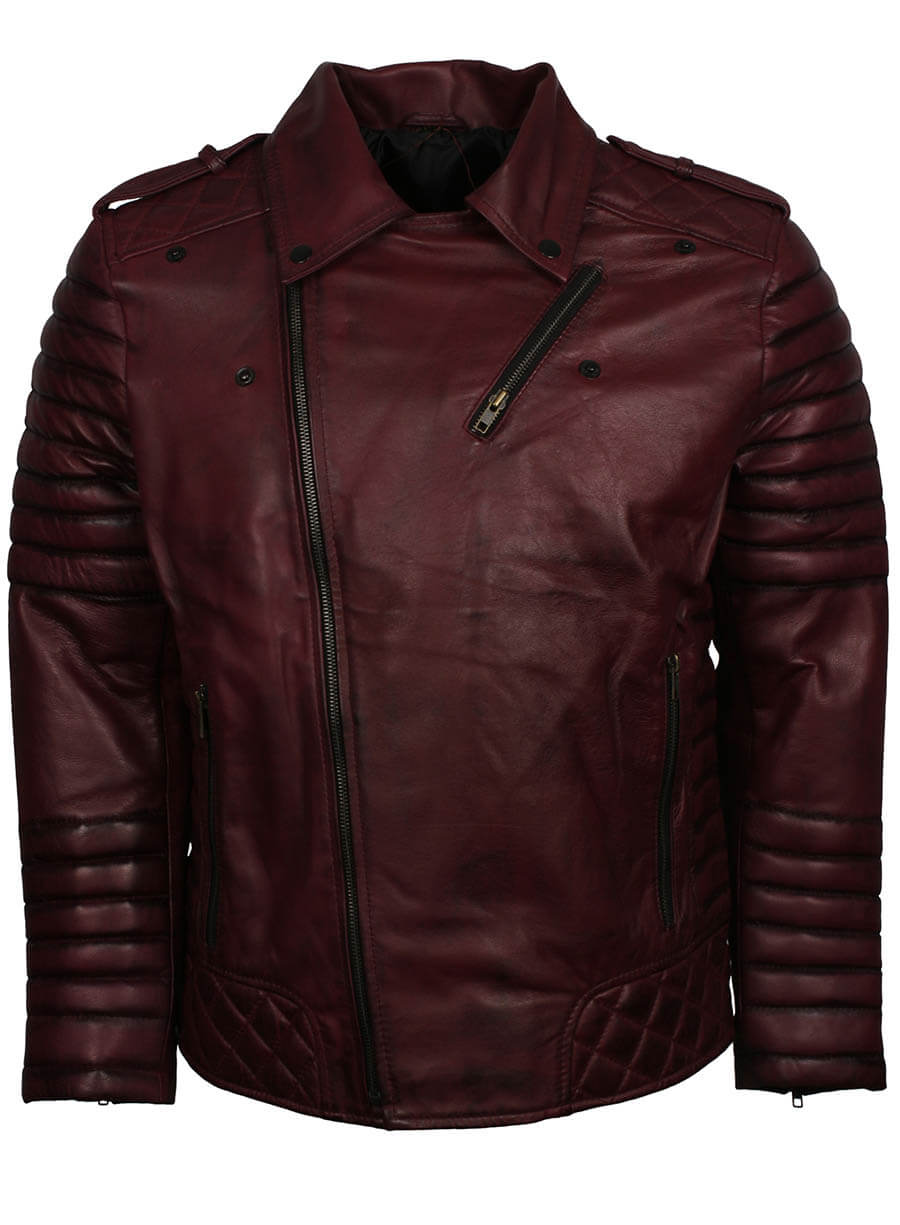 Brando Maroon Leather Motorcycle Jacket