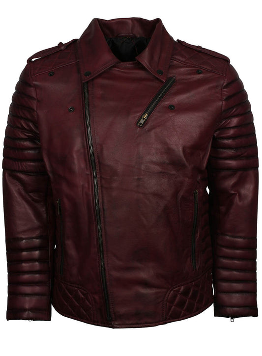 Brando Maroon Leather Motorcycle Jacket
