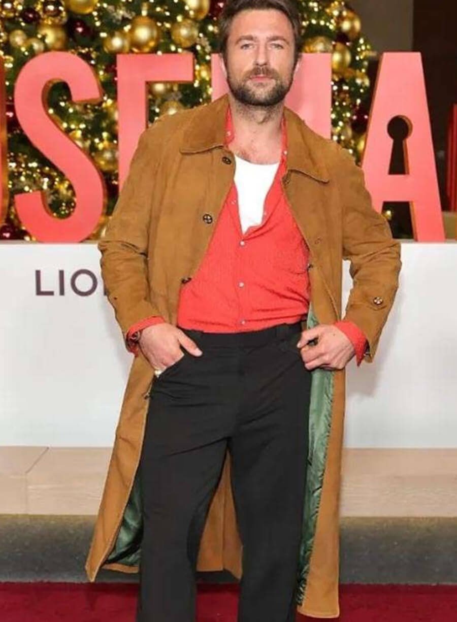 Brandon Sklenar The Housemaid 2025 Brown Suede Coat