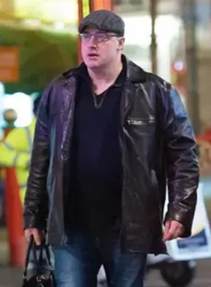 Brendan Fraser Black Leather Jacket