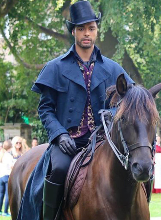Bridgerton Simon Basset Navy Blue Duster Coat