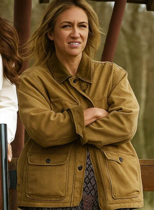 Brittany Snow The Hunting Wives 2025 Brown Jacket