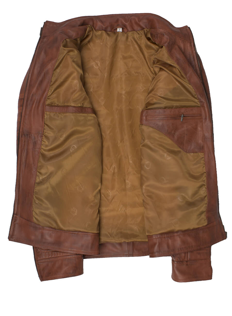 Brown Padded Real Leather Jacket