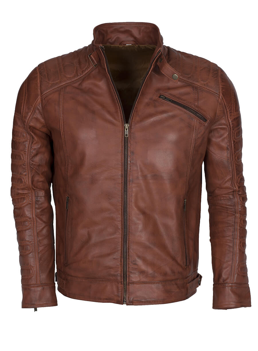 Brown Padded Real Leather Jacket