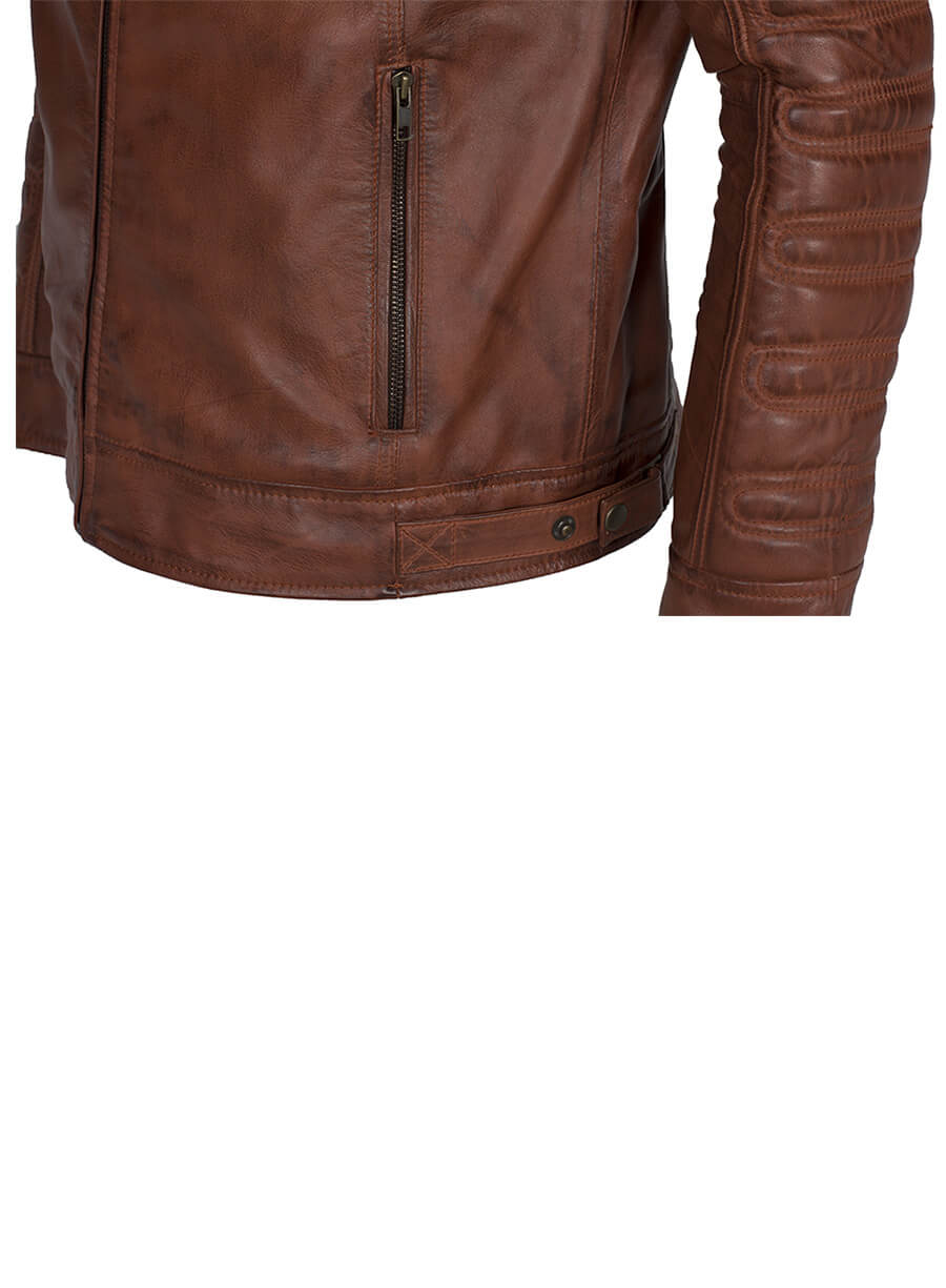 Brown Padded Real Leather Jacket