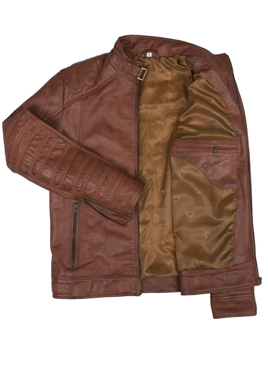 Brown Padded Real Leather Jacket