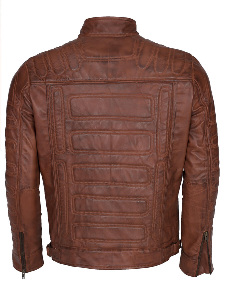 Brown Padded Real Leather Jacket
