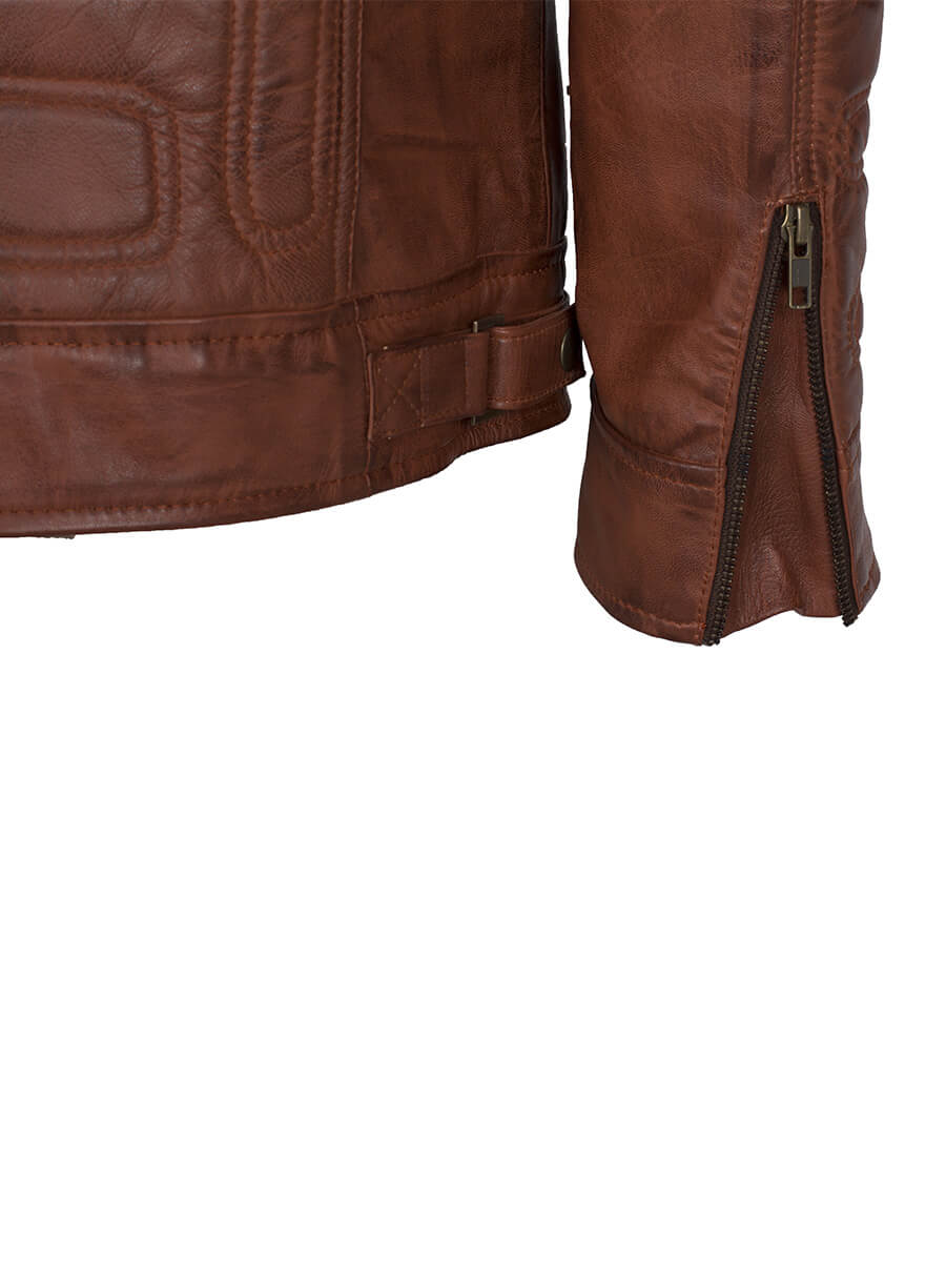 Brown Padded Real Leather Jacket