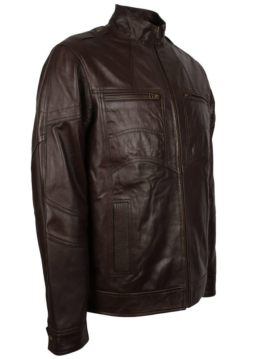 Brown Vintage Men Leather Jacket