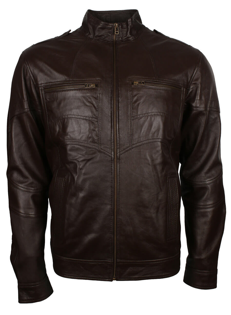 Brown Vintage Men Leather Jacket