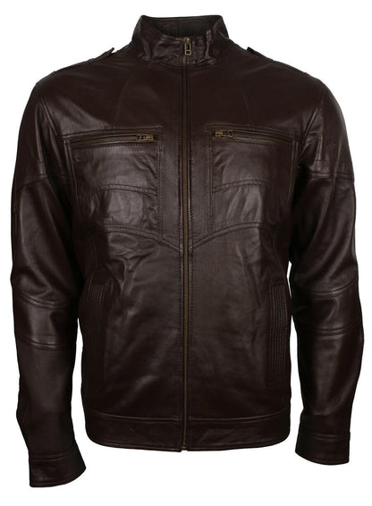 Brown Vintage Men Leather Jacket