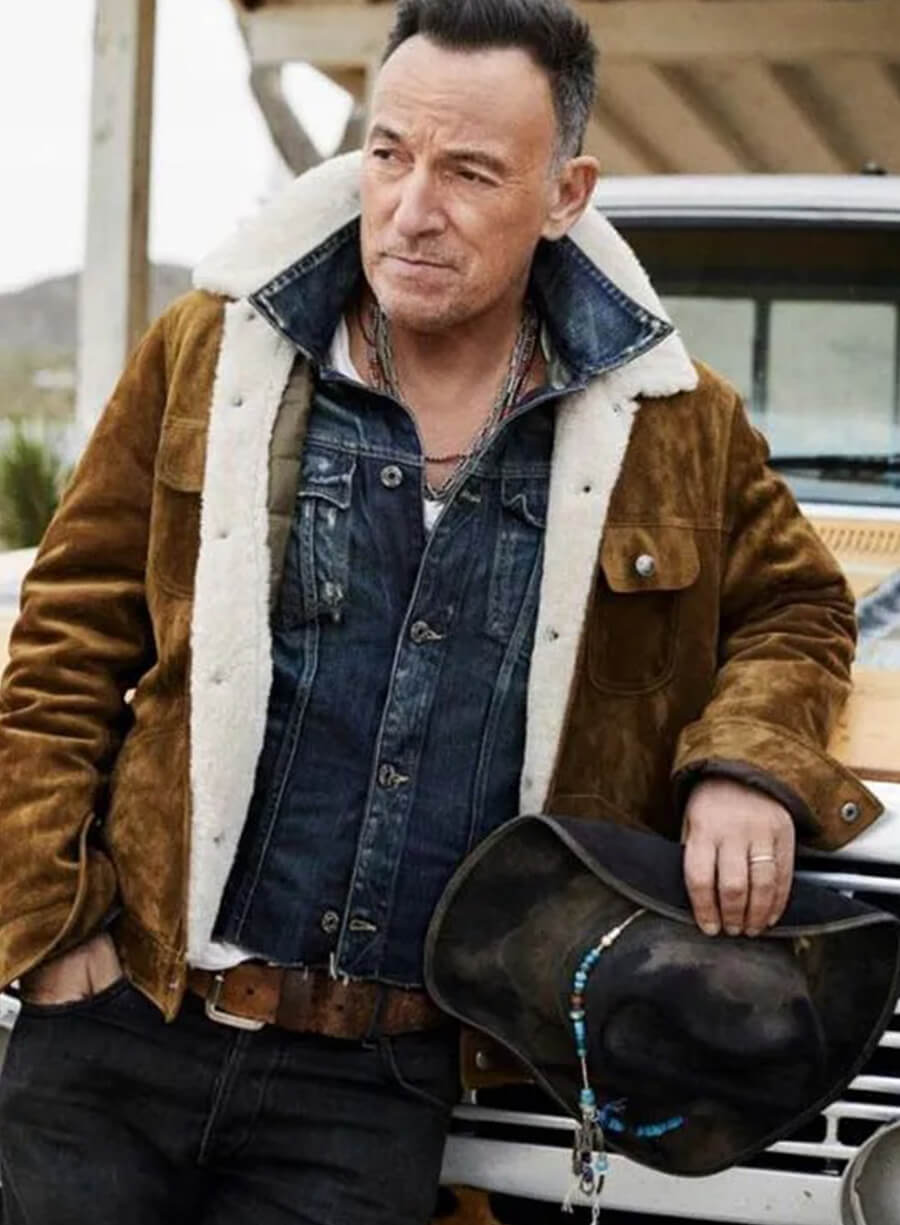 Springsteen Shearling Jacket Bruce Springsteen Brown Shearling Jacket – LeatherJacketMerchant
