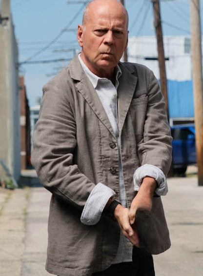 Bruce Willis Assassin Valmora Grey Jacket