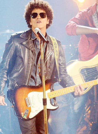Bruno Mars Black Leather Jacket