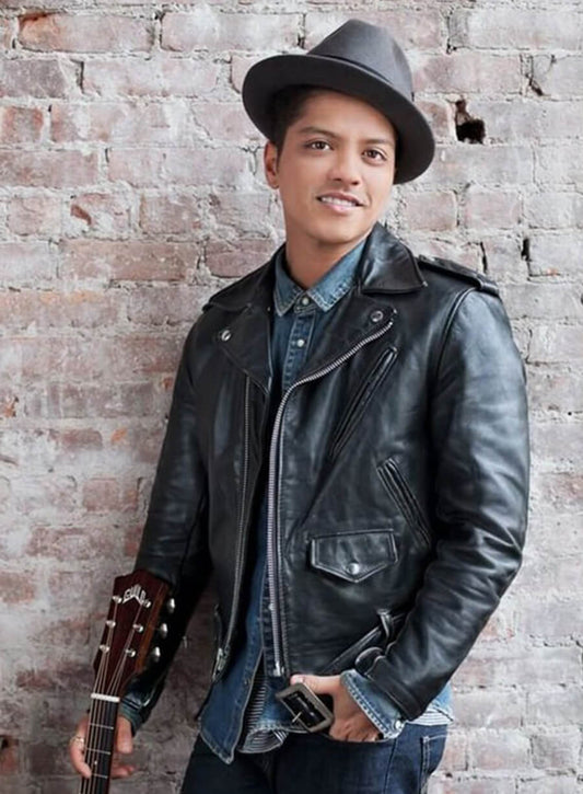 Bruno Mars Black Leather Jacket