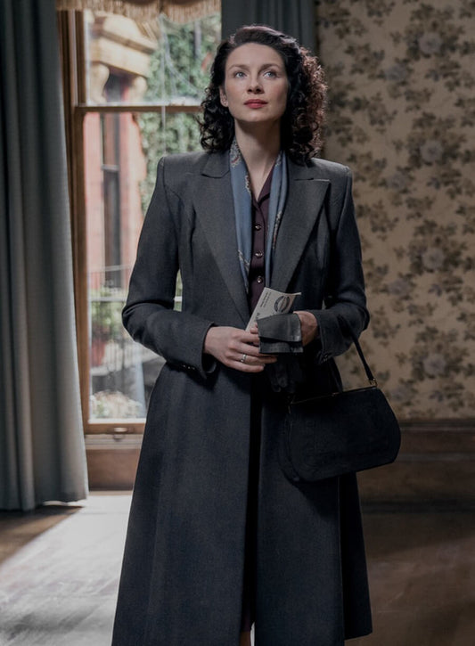 Caitriona Balfe Outlander S03 Grey Wool Coat