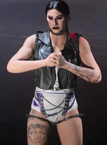 Call Of Duty Rhea Ripley Black Leather Vest