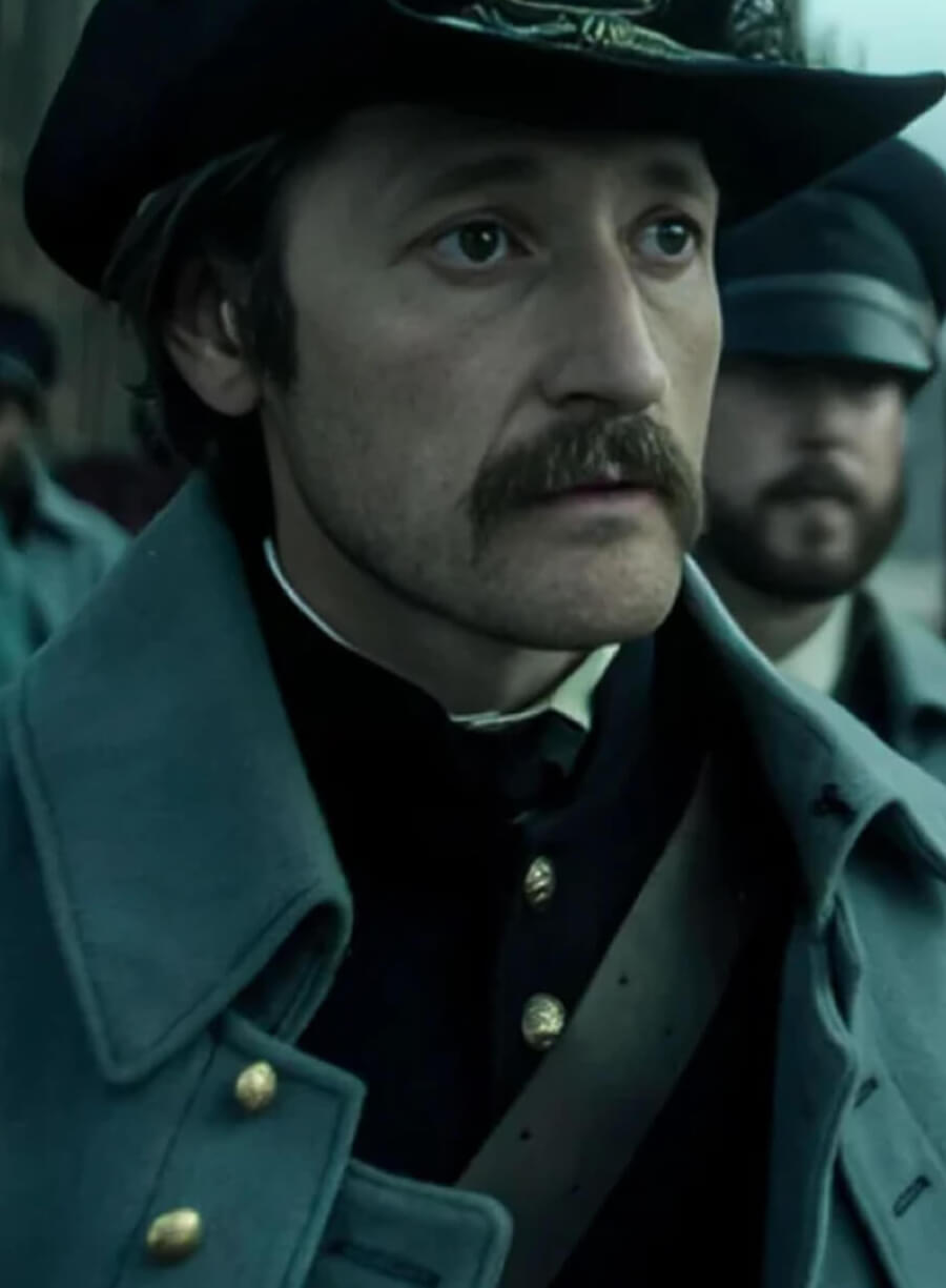 Captain Edmund Dellinger American Primeval 2025 Grey Coat