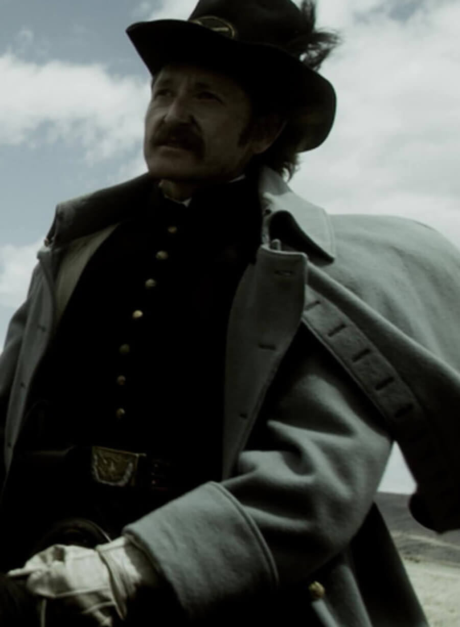Captain Edmund Dellinger American Primeval 2025 Grey Coat
