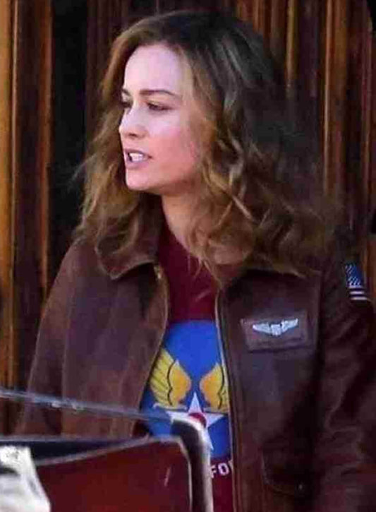 Captain Marvel Carlo Danvers Brown Leather Jacket