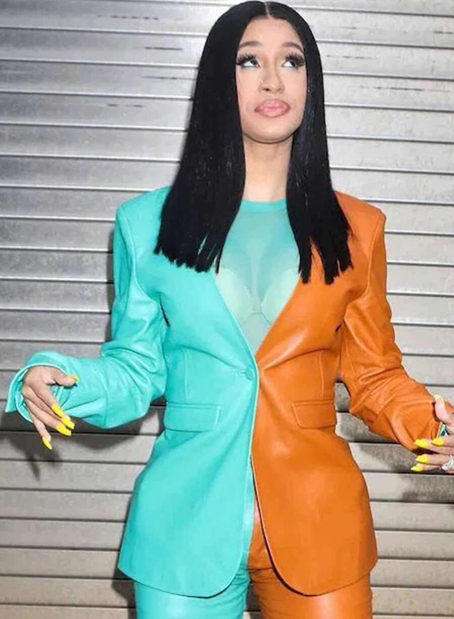 Cardi B Two Tone Leather Blazer