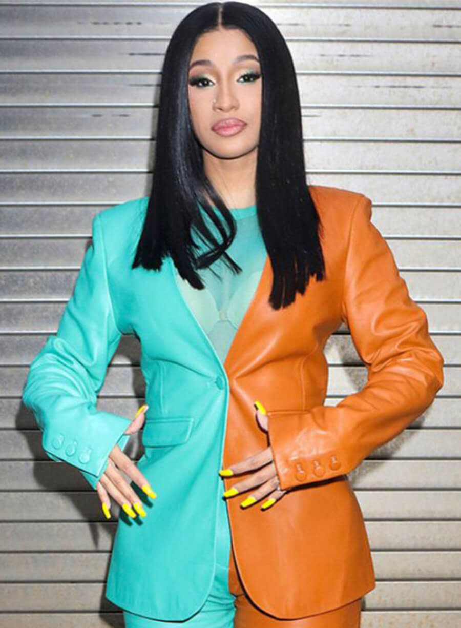 Cardi B Two Tone Leather Blazer
