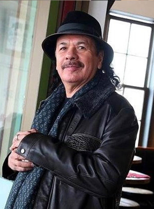  Carlos Santana Black Real Leather Jacket